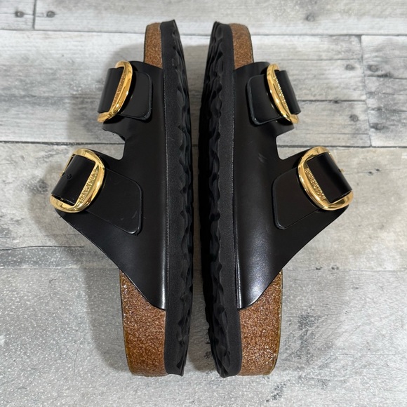BIRKENSTOCK Arizona Big Buckle Slide Sandal - High Shine Black - Sz-7-7.5.US - Picture 4 of 8